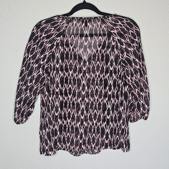 Express Sheer Abstract Multicolor Print Black Lace Accents Size XS - Picture 2 of 8